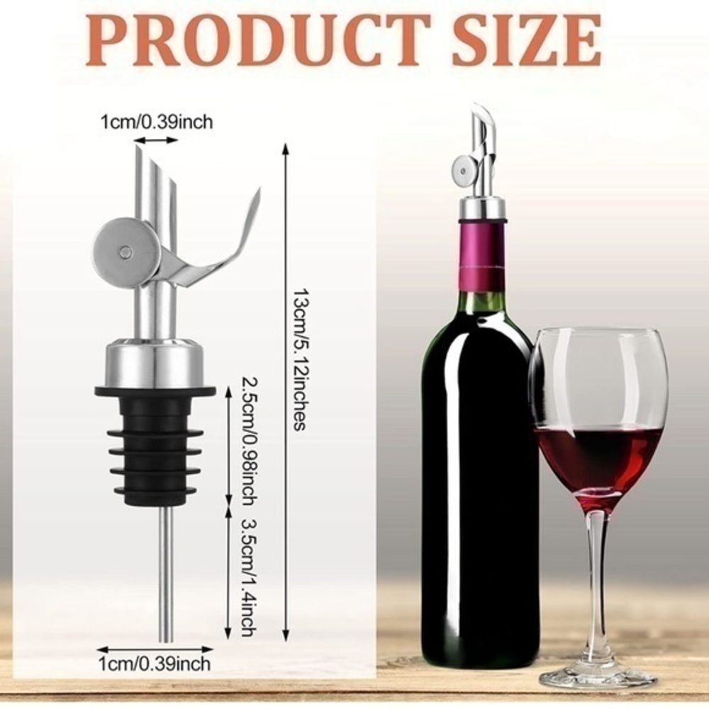 NWT 5 Pcs Weighted Stainless Steel Pourers Liquor Bottle Pourers Auto flip